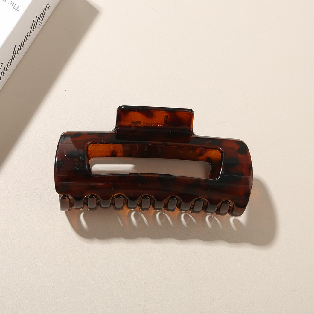 Beau - Glossy Leopard Print Rectangular Claw Clip