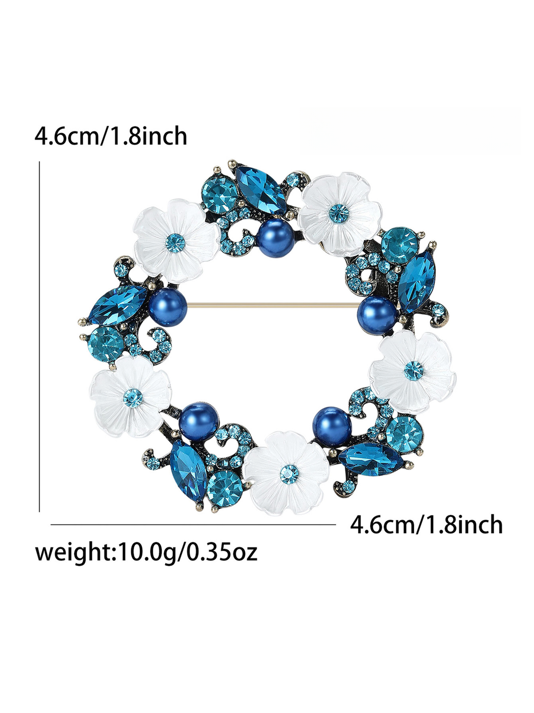 Brovia - Floral Wreath Rhinestone Alloy Brooch Pin
