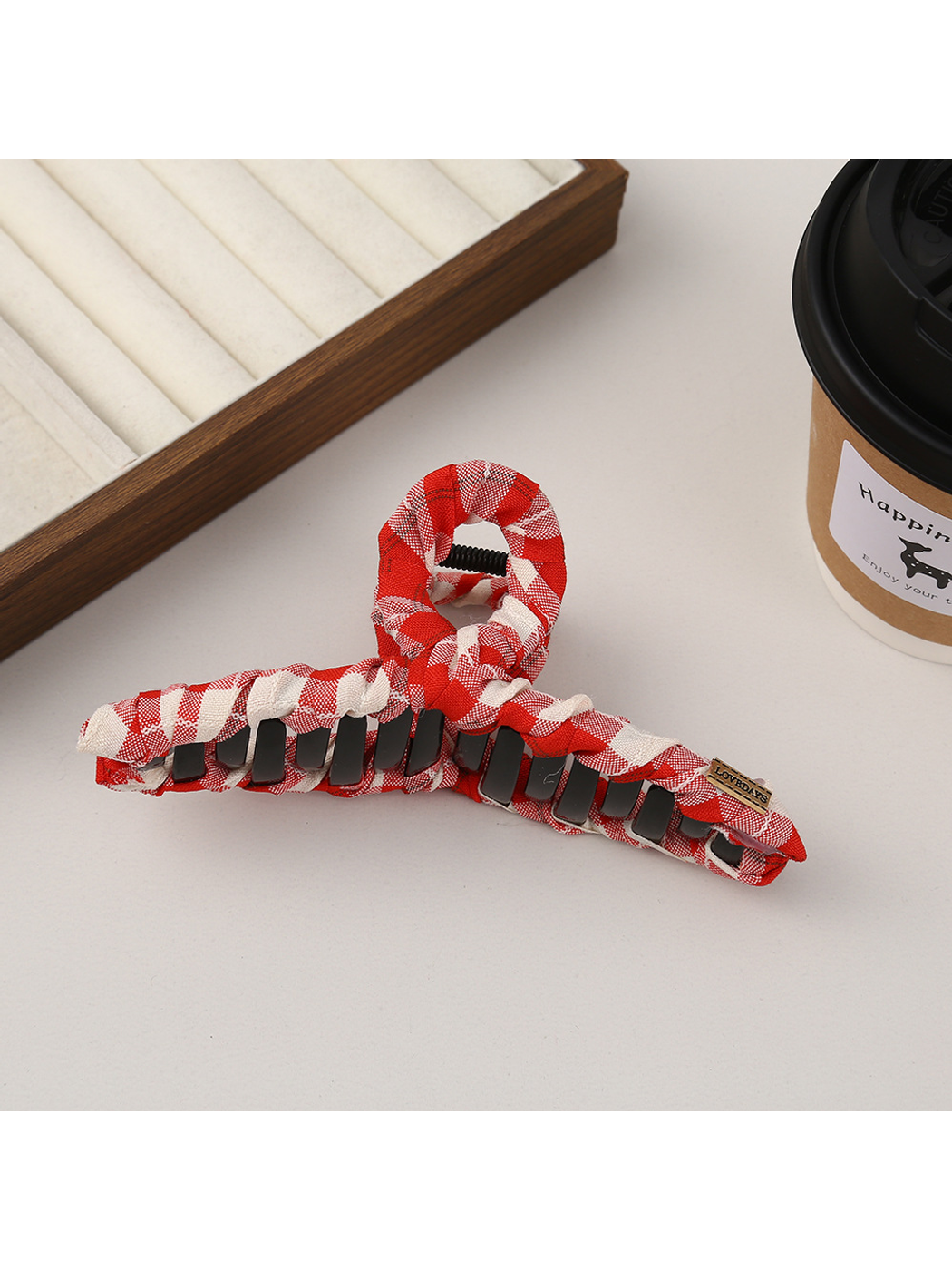 Beau - Plaid Fabric Bow Shape Claw Hair Clip
