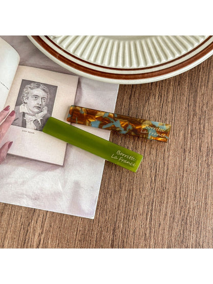 Beau - Simple Short Bar PVC Side Hair Clip Set