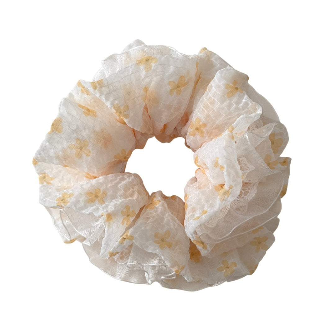Gifty - Floral Double Layer Ruffle Scrunchie