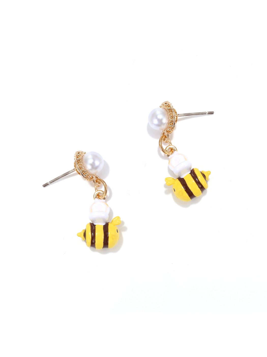 Earedge - Playful Bee Motif Dangle Post Earrings
