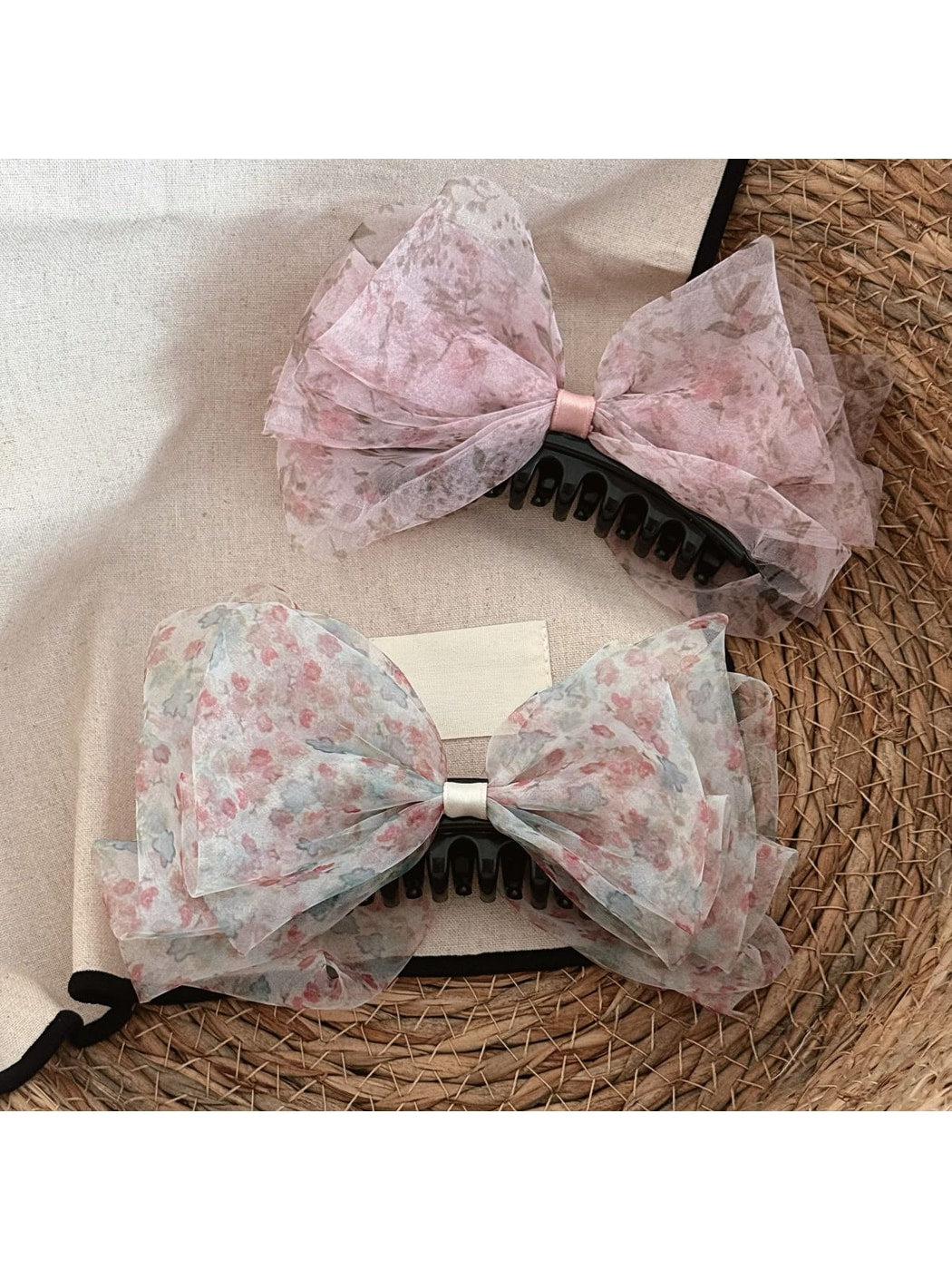 Beau - Sheer Floral Bow Decorative Banana Clip