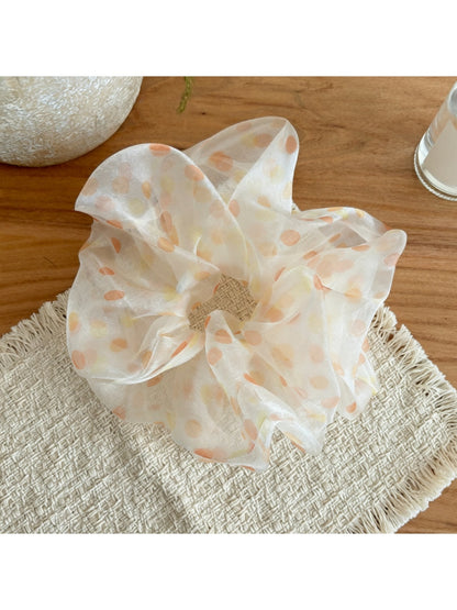 Gifty - Sheer Polka Dot Mesh Look Polyester Scrunchie