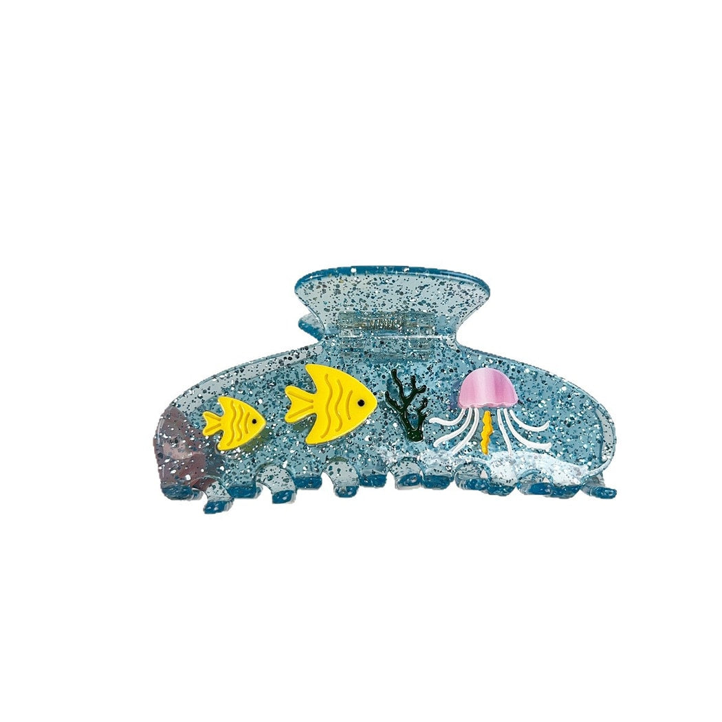 Beau - Translucent Acetate Ocean Motif Claw Clip