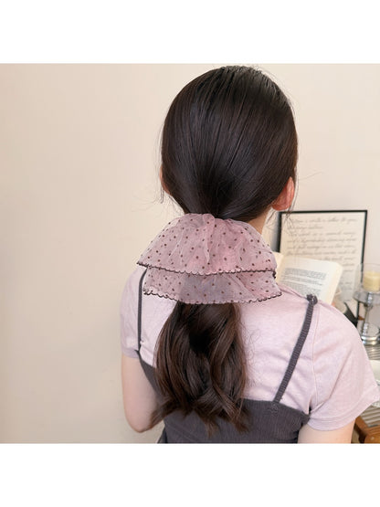 Gifty - Sweet Style Lavender Polka Dot Mesh Scrunchie