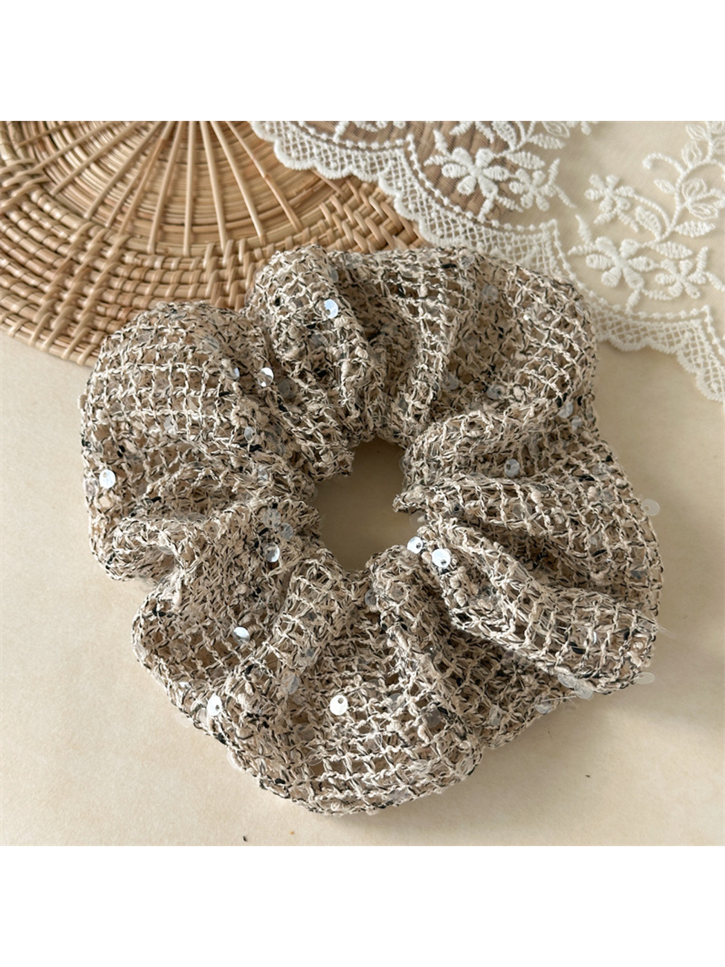 Gifty - High Elastic Textured Sequin Hair Scrunchie
