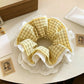 Gifty - Ruffled Plaid Lace Trim Elastic Scrunchie