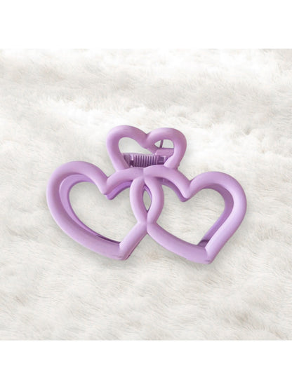 Beau - Double Heart Cutout Plastic Hair Claw Clip