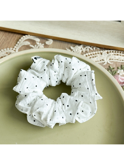 Gifty - Gathered Polka Dot Elastic Hair Scrunchie