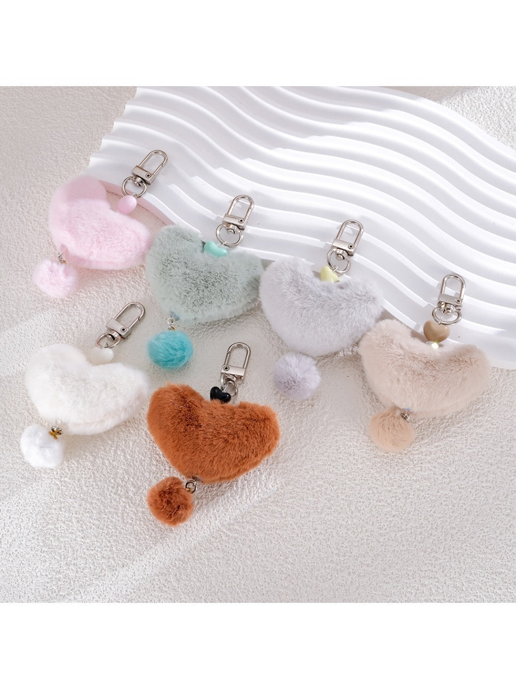 Keypus - Heart Fluffy Pom Pom Keychain