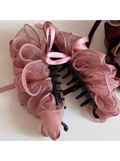 Beau - Sweet Ruffle Bow Fabric Banana Clip