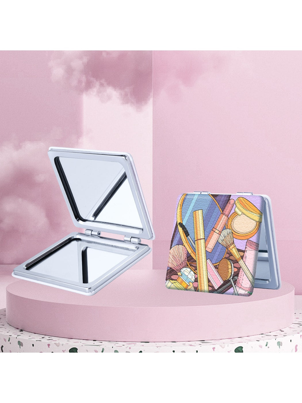 Mirroray - PU Leather Cartoon Style Compact Mirror