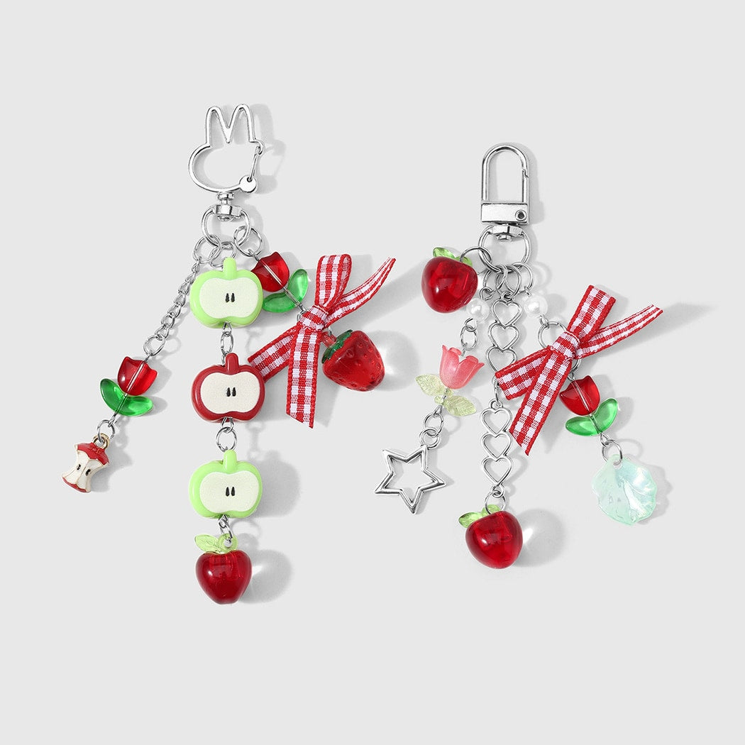 Keypus - Sweet Plaid Bow Apple Tulip Keychain