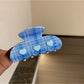 Beau Fresh Plaid Acetate Hair Clip placed on white surface with natural lighting