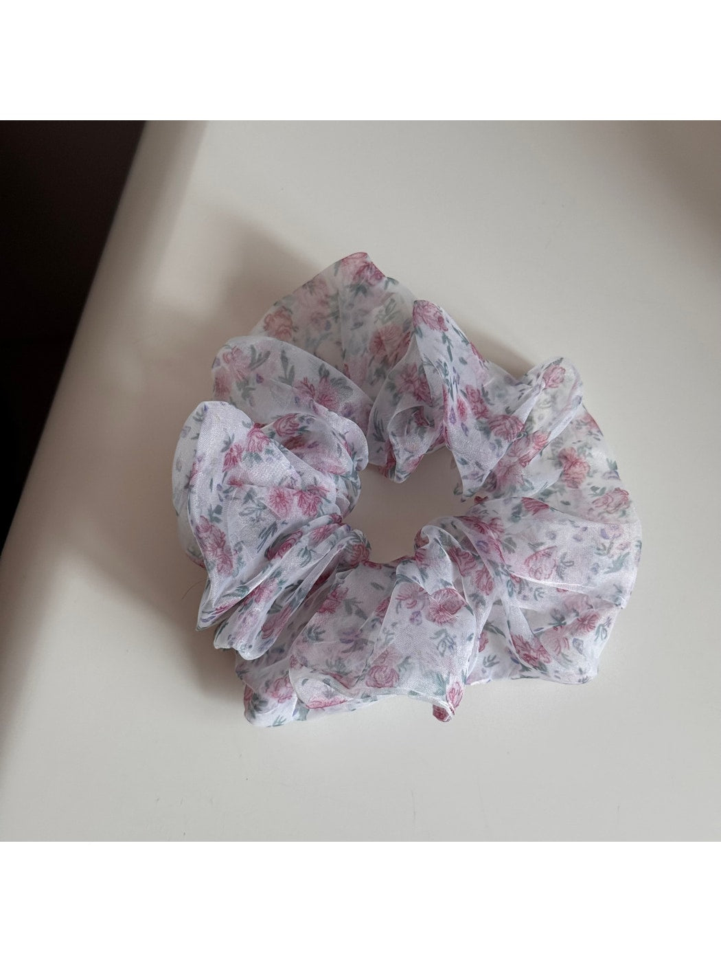 Gifty - Floral Print Gathered Sheer Hair Scrunchie