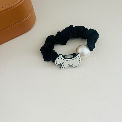 Gifty - Cartoon Dog Detail Fabric Ponytail Scrunchie