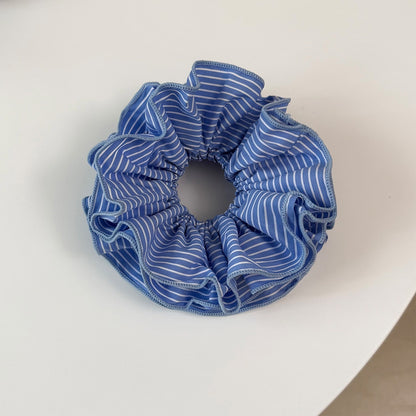 Gifty - Ruffled Striped Polyester Scrunchie