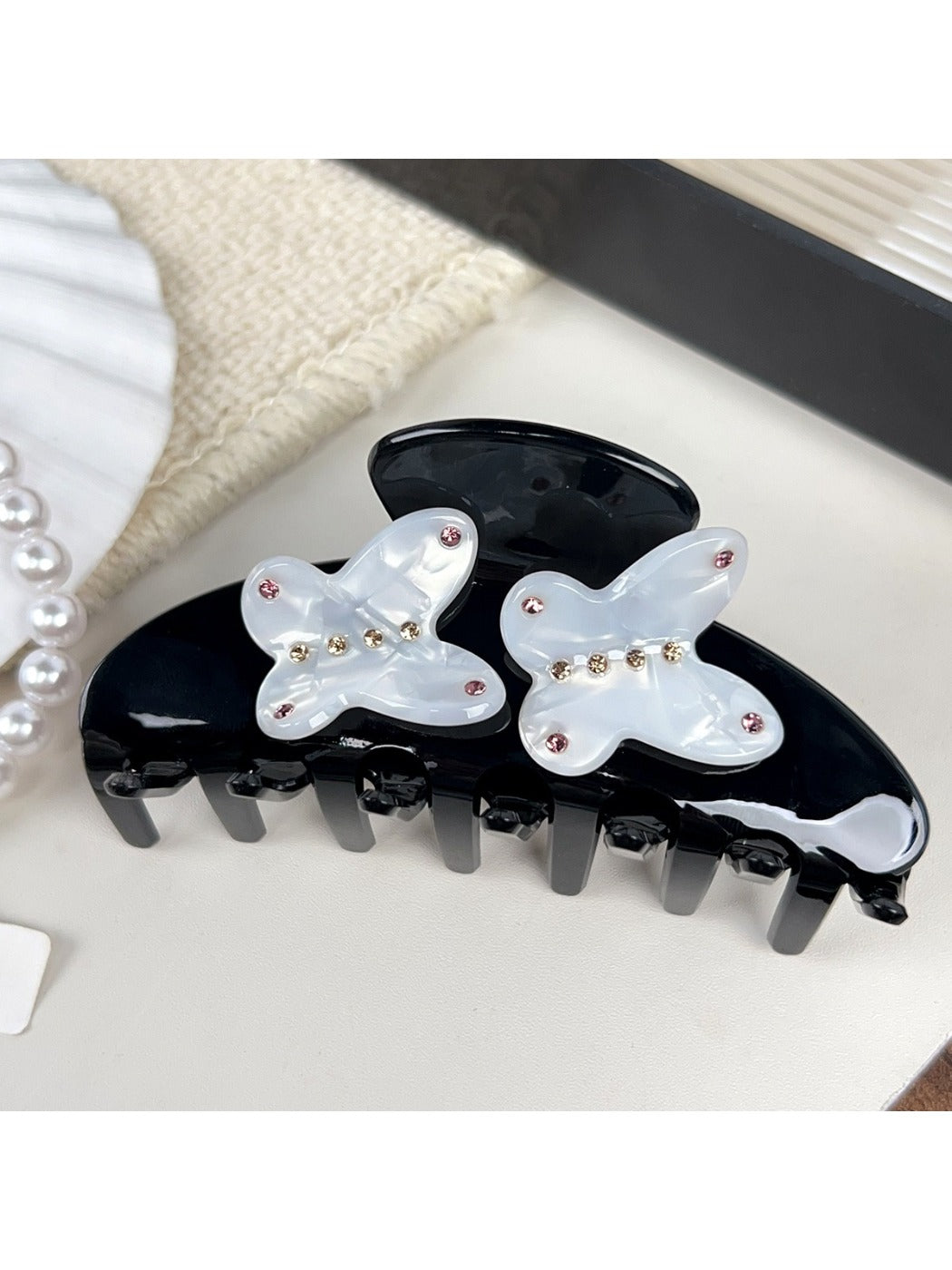 Beau - Floral Butterfly Half Moon Claw Clip