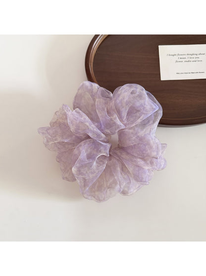 Gifty - Plaid Pattern Ruffled Polyester Ponytail Scrunchie