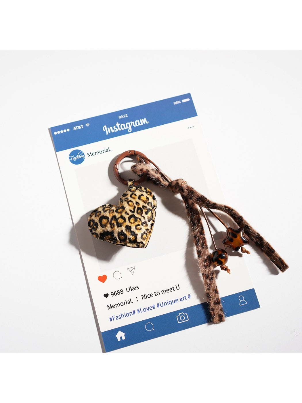 Keypus - Retro Leopard Print Heart Keychain