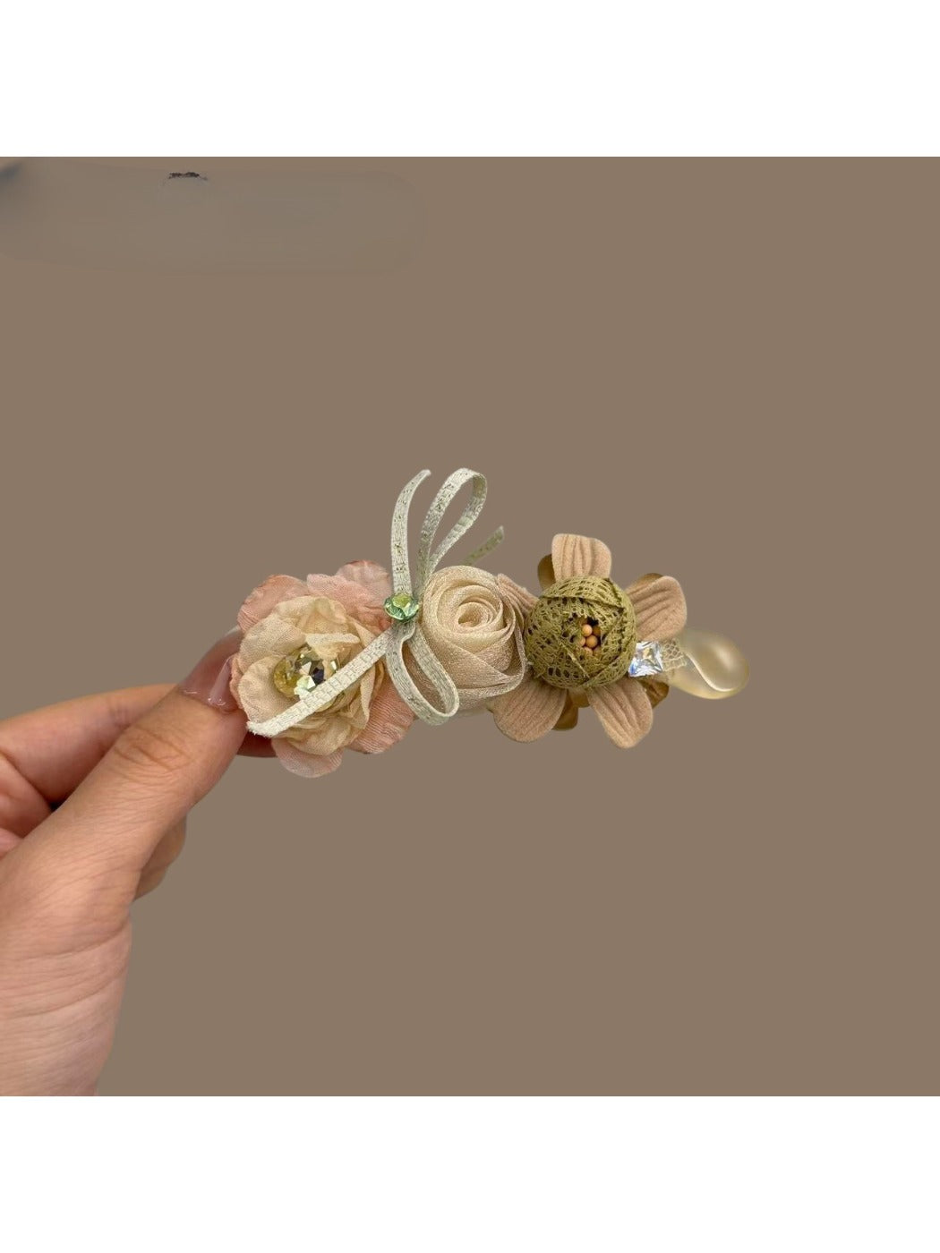 Beau 3D flower hair clip worn in styled hair
