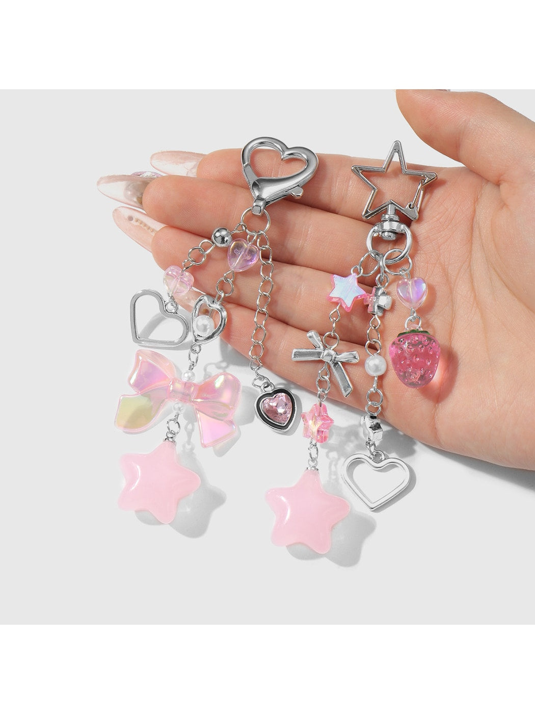 Keypus - Y2K Sweet Heart Strawberry Star Bag Charm Keychain