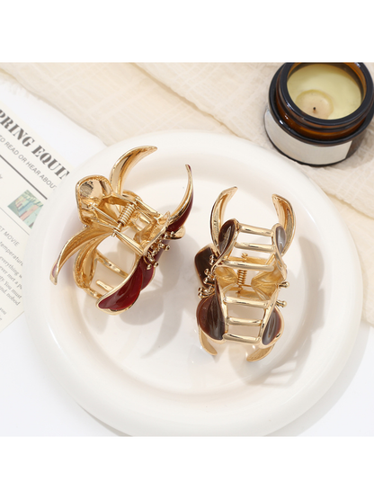 Beau - Glossy Petal Design Alloy Claw Clip
