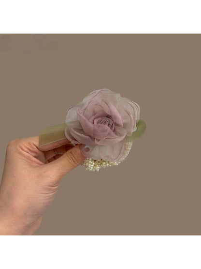 Gifty - Rose Flower Mesh Decorative Ponytail Hair Tie