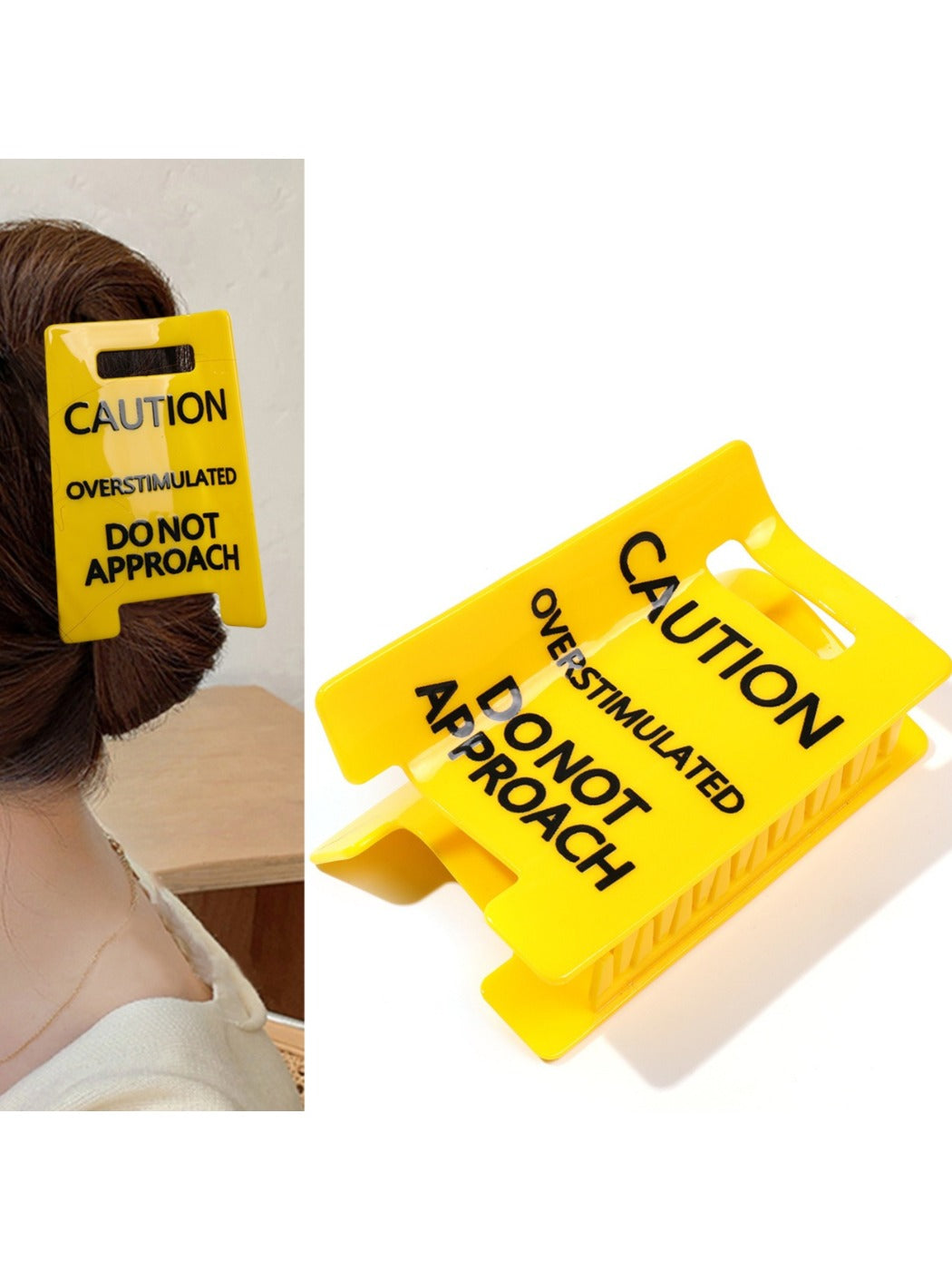 Beau - Yellow Caution Sign Shaped Claw Clip