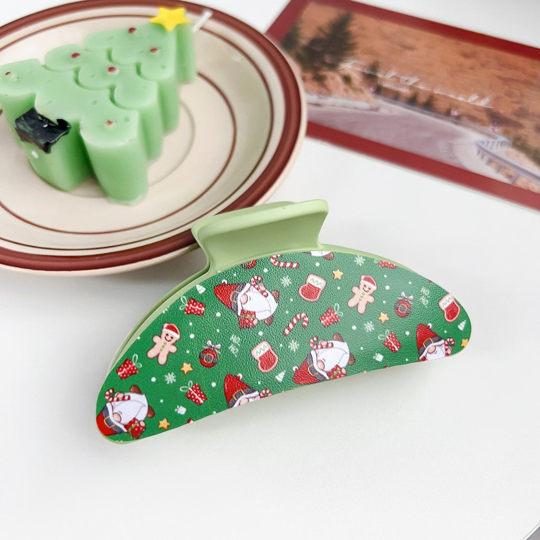 Beau - Classic Christmas Theme Print Claw Clip