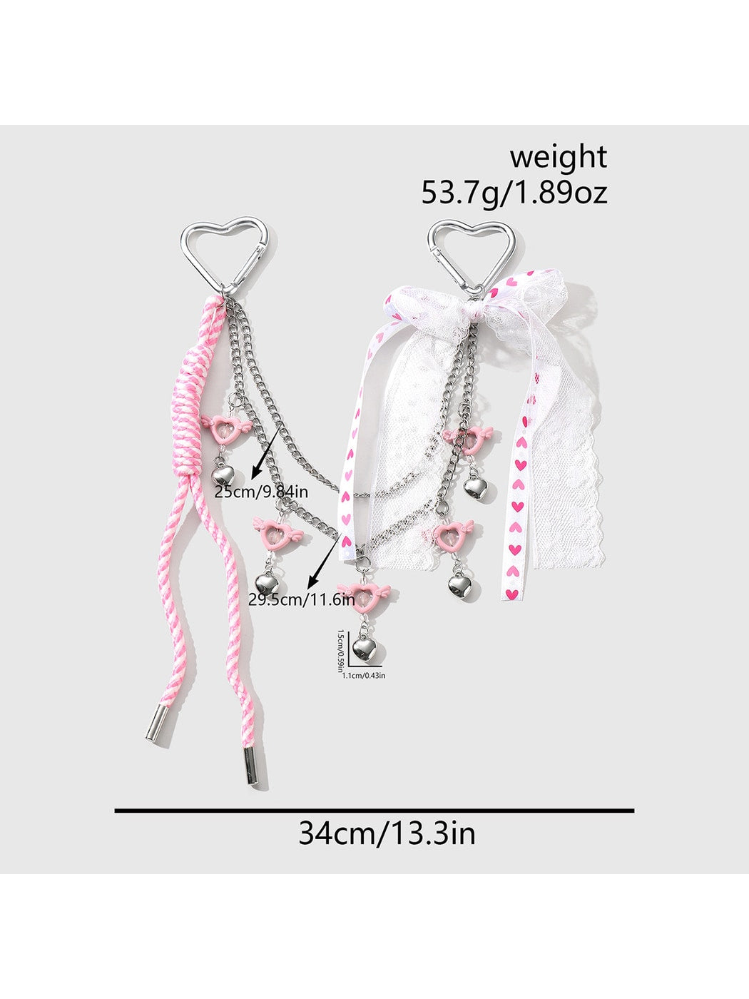 Keypus - Y2K Star Heart Bow Chain Bag Charm Keychain