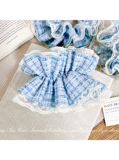 Gifty - Double-layer Lace Plaid Hair Ring