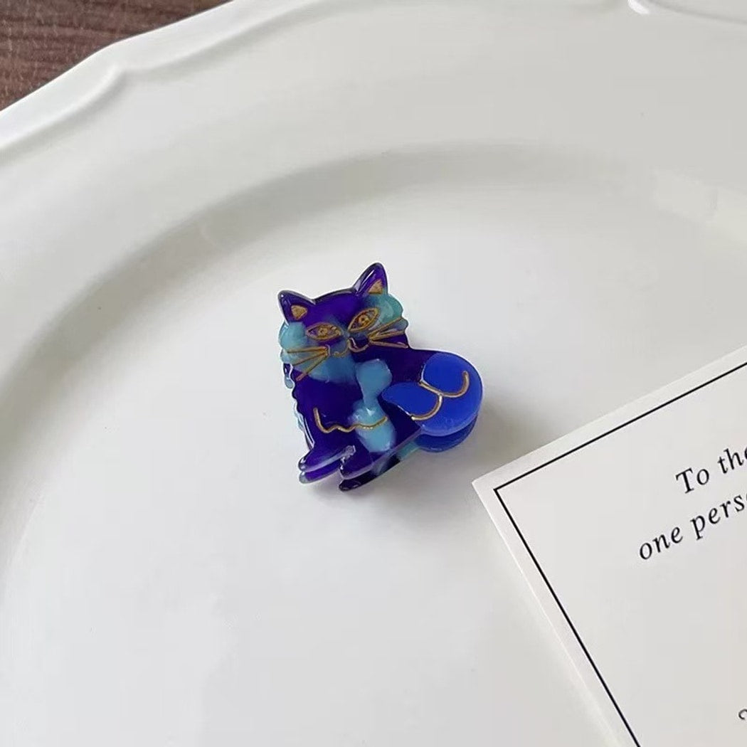 Beau - Glossy Acetate Cat and Dog Motif Claw Clip