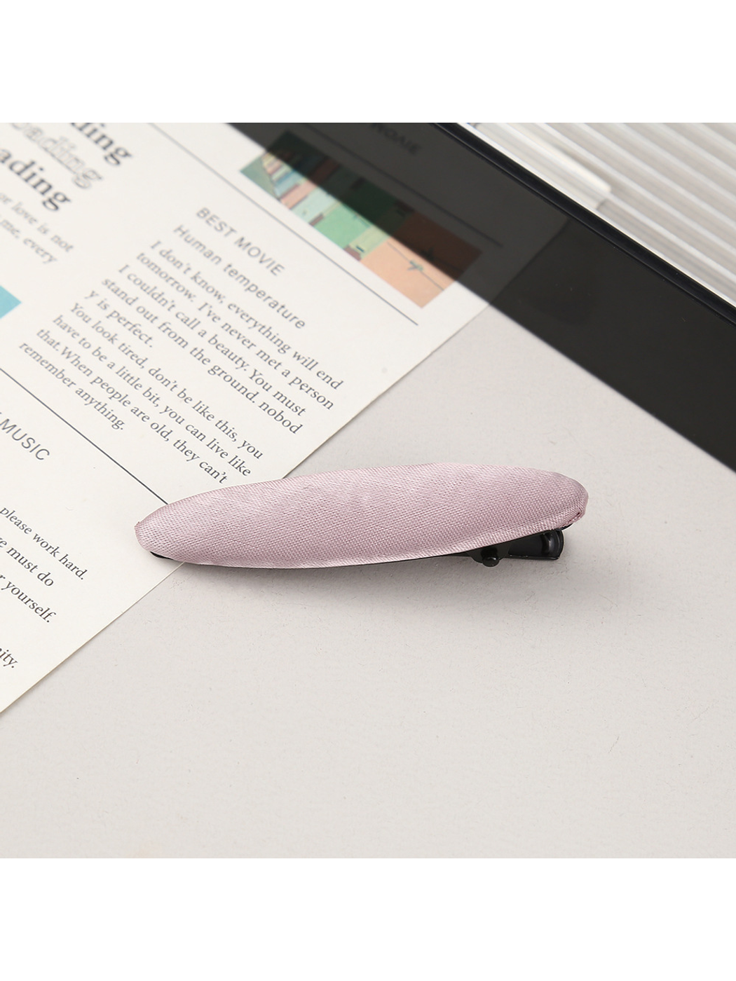 Beau - Solid Color Polyester Oval Hair Clip