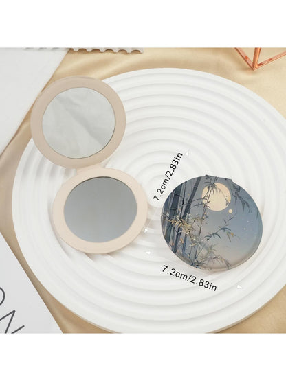 Mirroray - Vintage Scenery Patterned Round Compact Mirror