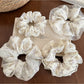 Gifty - Ruffled Floral Polyester Mesh Look Scrunchie