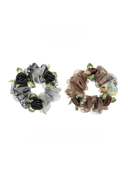 Gifty - Polyester Floral Bow Detail Scrunchie