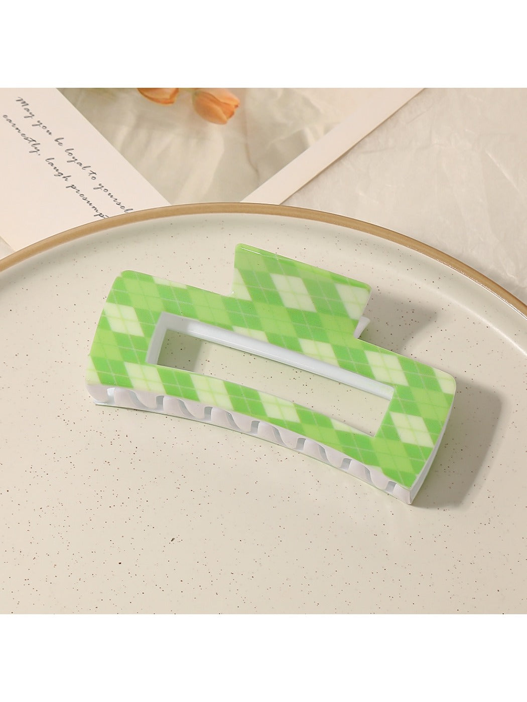 Beau - Openwork Grid Pattern Square Claw Clip