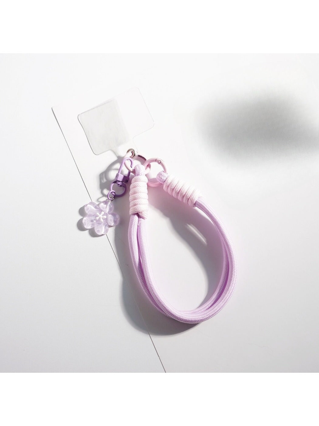 Top view of the colorful flower-shaped rope keychain highlighting petal arrangement