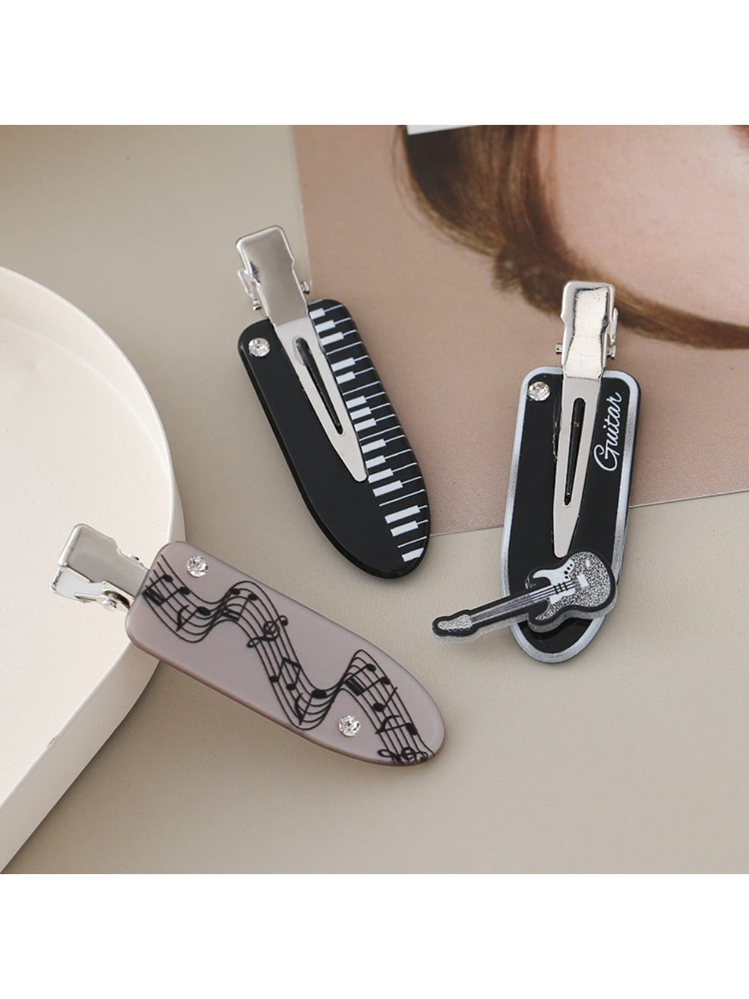 Beau - Music Themed Oval Hair Clip