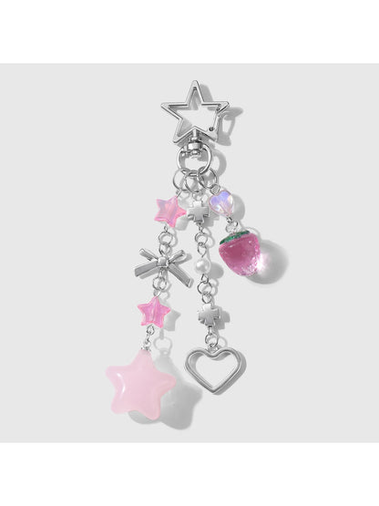 Keypus - Y2K Sweet Heart Strawberry Star Bag Charm Keychain