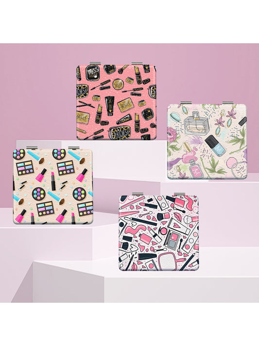 Mirroray - Cosmetics Theme Cartoon Print Compact Mirror