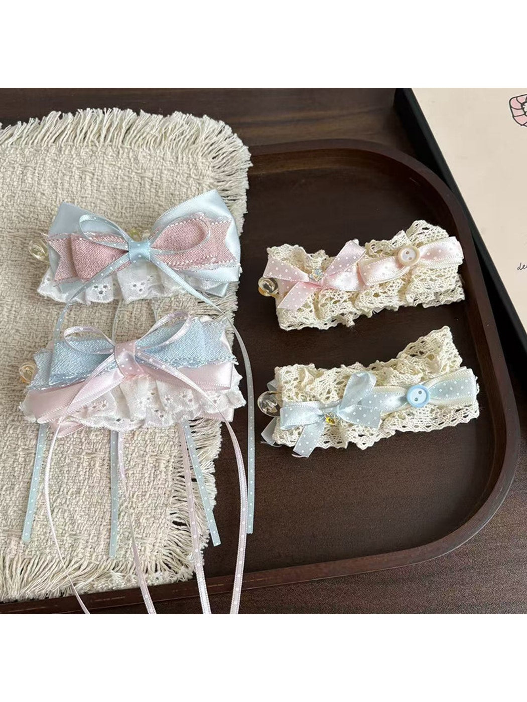 Beau - Lace Bow Ribbon Trim Decorative Banana Clip