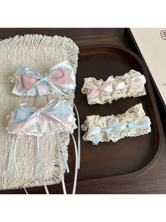 Beau - Lace Bow Ribbon Trim Decorative Banana Clip