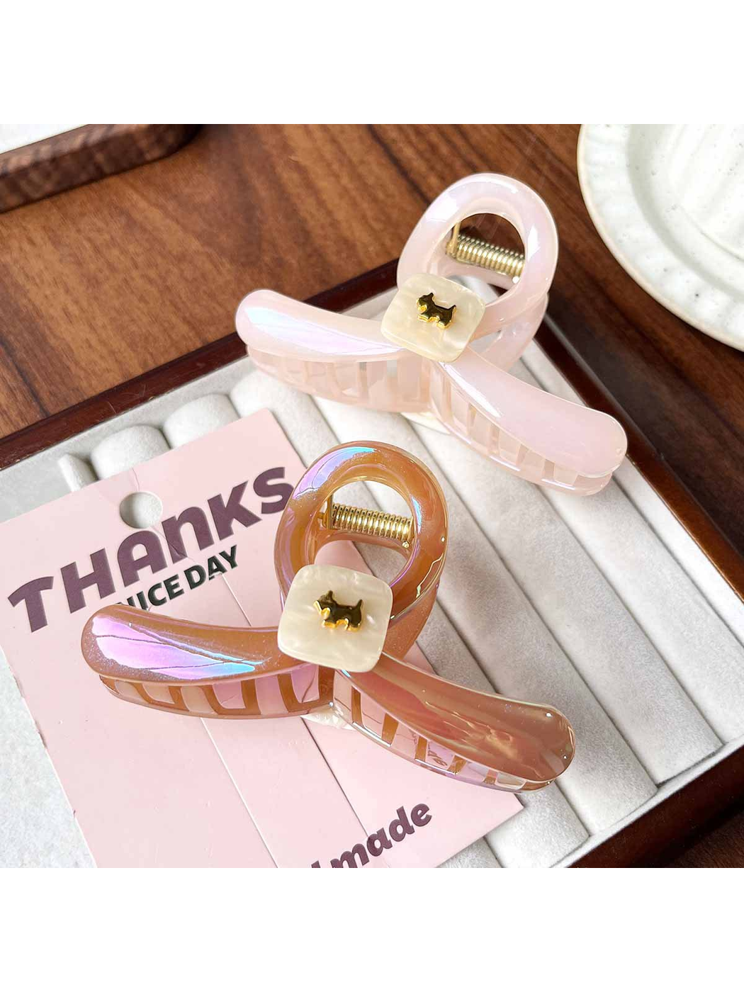 Beau - Geometric Ring Fine Glitter Gradient Claw Clip