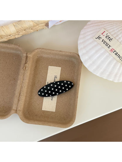 Beau - Oval Polka Dot Acetate Fiber Hair Clip