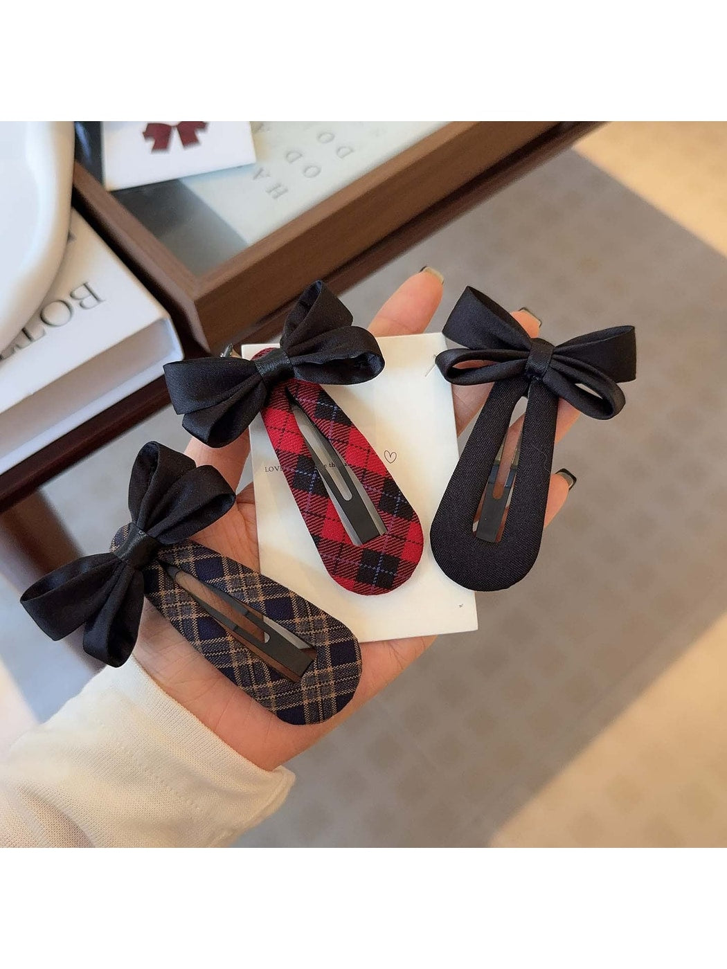 Beau - Polyester Alloy Bow Snap Hair Clip