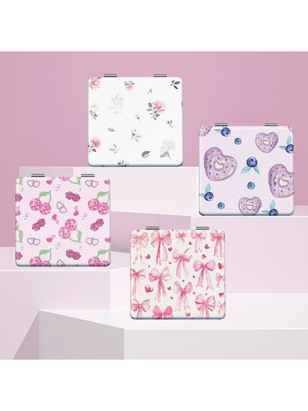Mirroray - Bow Print Foldable Compact Makeup Mirror