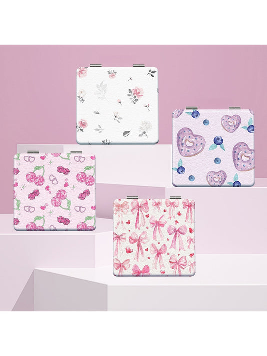 Mirroray - Bow Print Foldable Compact Makeup Mirror